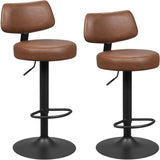 WOLTU 2PCS Kitchen High Stools Height Adjustable Counter Stools 360° Rotatable Bar Stools with Backrest and Footrest Stools for Kitchen Bar Restaurant
