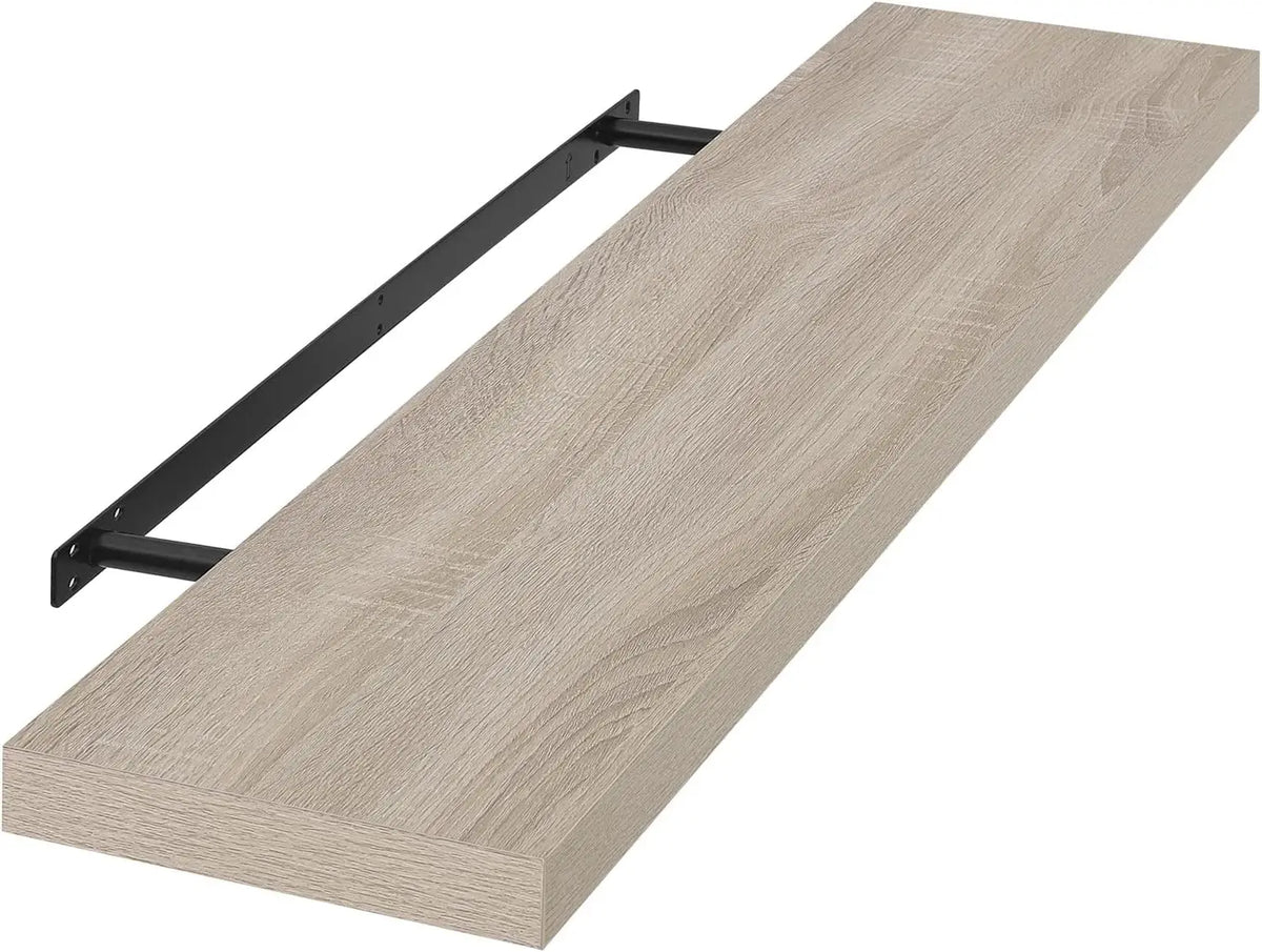 Zwevende wandplank – Verborgen bevestiging – Lichtbruin of lichte eikenlook – 25 tot 120 cm