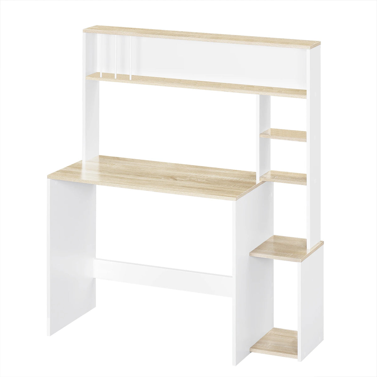 Computer Table with Storage Desk with 5 Shelves 113.5x45x139cm Study Gaming Table Scandinavian Desk for Office Living Room