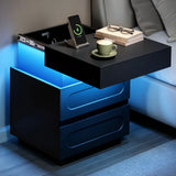 BukkitBow nachtkastje met ledverlichting, geheime lade en modern design, ideaal voor woonkamer of slaapkamer.