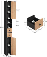 EUGAD Narrow Tall MDF Bathroom Cabinet 20x180x20cm Bath Organizer Adjustable Shelves Moisture Resistant Anti-Tilt Space Saving Storage