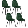 Set van 4 fluwelen eetkamerstoelen met metalen poten in donkergroen of donkergrijs, stijlvolle BukkitBow eettafelstoelen
