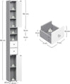EUGAD Narrow Tall MDF Bathroom Cabinet 20x180x20cm Bath Organizer Adjustable Shelves Moisture Resistant Anti-Tilt Space Saving Storage