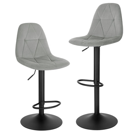 Set van 2 velvet barkrukken met rugleuning, draaibaar en verstelbare zithoogte 60-81 cm, door BukkitBow.
