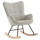 Gestoffeerde schommelstoel – Velours bekleding – Hoge rugleuning – Houten schommelsledes