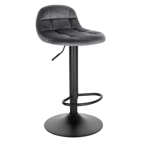 Verstelbare barkruk met fluwelen zitting en rugleuning, zithoogte 62-83 cm, door BukkitBow, modern en comfortabel ontwerp.
