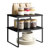 WOLTU 2PCS/Set Extendable Spice Rack Stackable Adjustable Kitchen Organizer for Utensils Countertop Metal Storage Rack for Fridge Household
