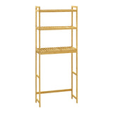 EUGAD Bamboo Bathroom Shelf Washing Machine Unit Over Toilet Shelf with 3 Adjustable Shelves Narrow Bathroom Cabinet for Bathroom Laundry Room