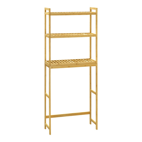 Bamboe opbergrek boven wasmachine en toilet met 3 planken, 63,5 × 163 × 26 cm, door BukkitBow