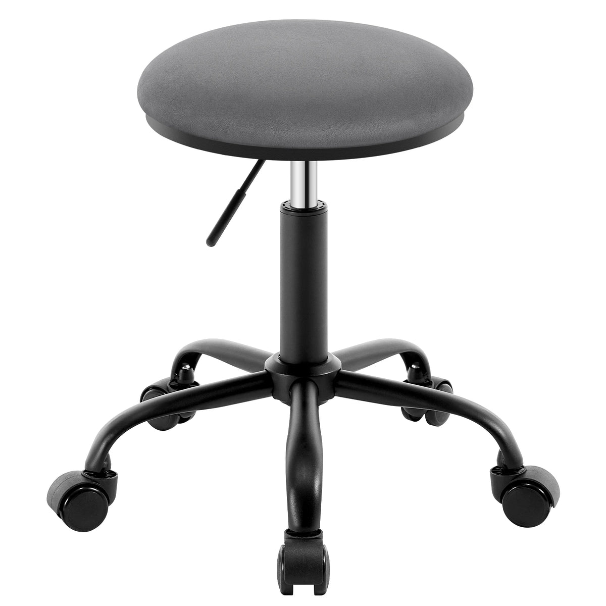 Eugad 360° Swivel Adjustable Height Office Makeup Chair with Wheels 45-57.5cm Upholstered Round Bar Stool Multipurpose Space Saving