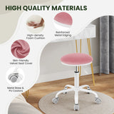 Eugad 360° Swivel Adjustable Height Office Makeup Chair with Wheels 45-57.5cm Upholstered Round Bar Stool Multipurpose Space Saving