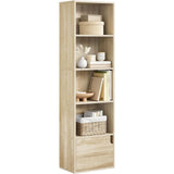 Smalle boekenkast met deur – 5 vakken – 34 × 24 × 132 cm