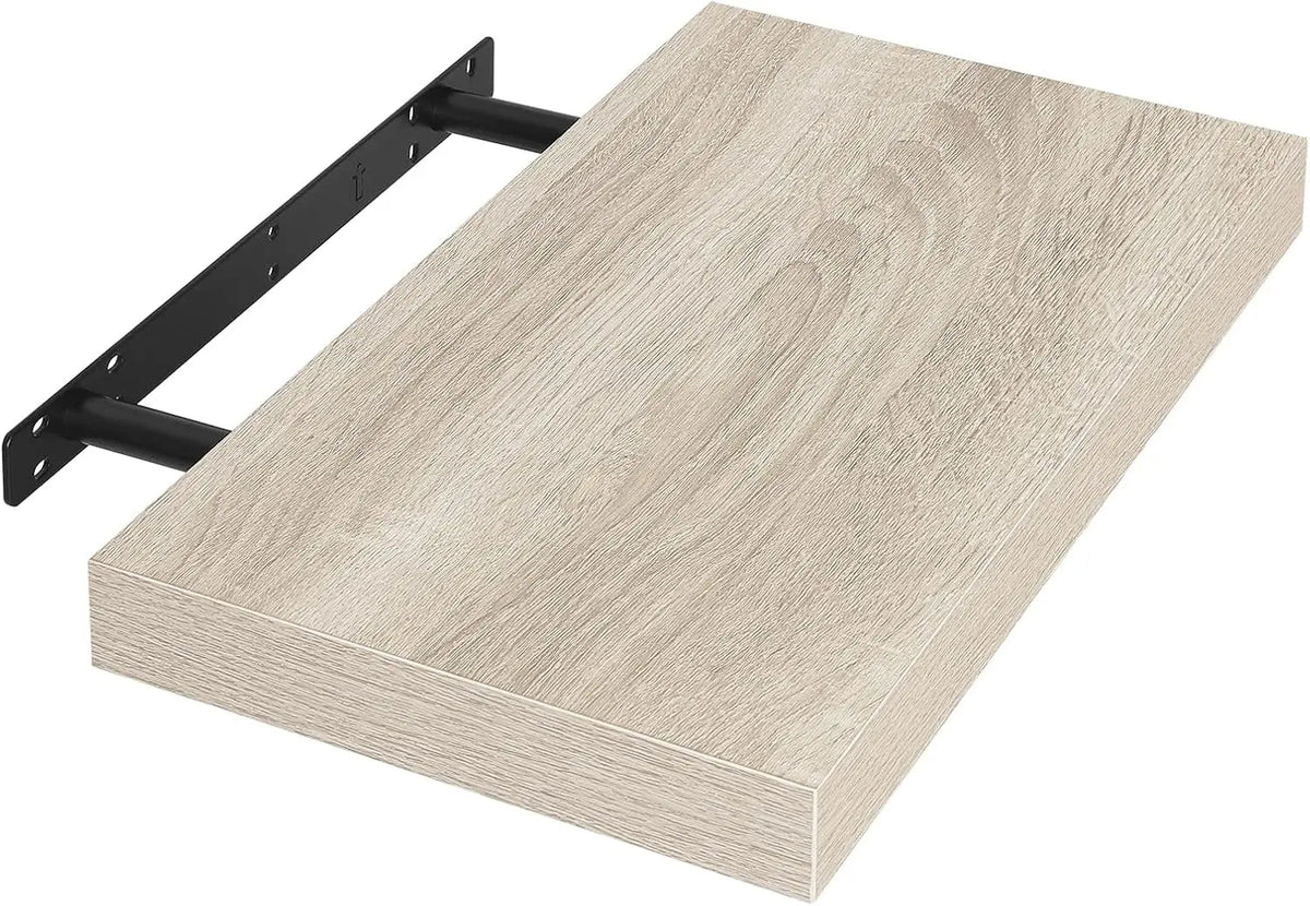 Zwevende wandplank – Verborgen bevestiging – Lichtbruin of lichte eikenlook – 25 tot 120 cm