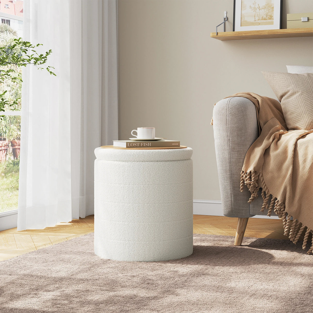 BukkitBow opvouwbare teddy poef met opbergruimte en multifunctionele deksel, zacht en comfortabel voor woonkamer of kinderkamer