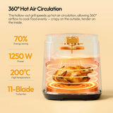 LLIVEKIT 5.5 L Air Fryer with Keep Warm Function 7 Cooking Programmes Viewing Window Interior Light Energy Efficient Oil Free for Kitchen