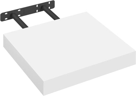 Zwevende wandplank van BukkitBow in wit of zwart, blinde bevestiging, 25-120 cm, strak en modern op muur gemonteerd.