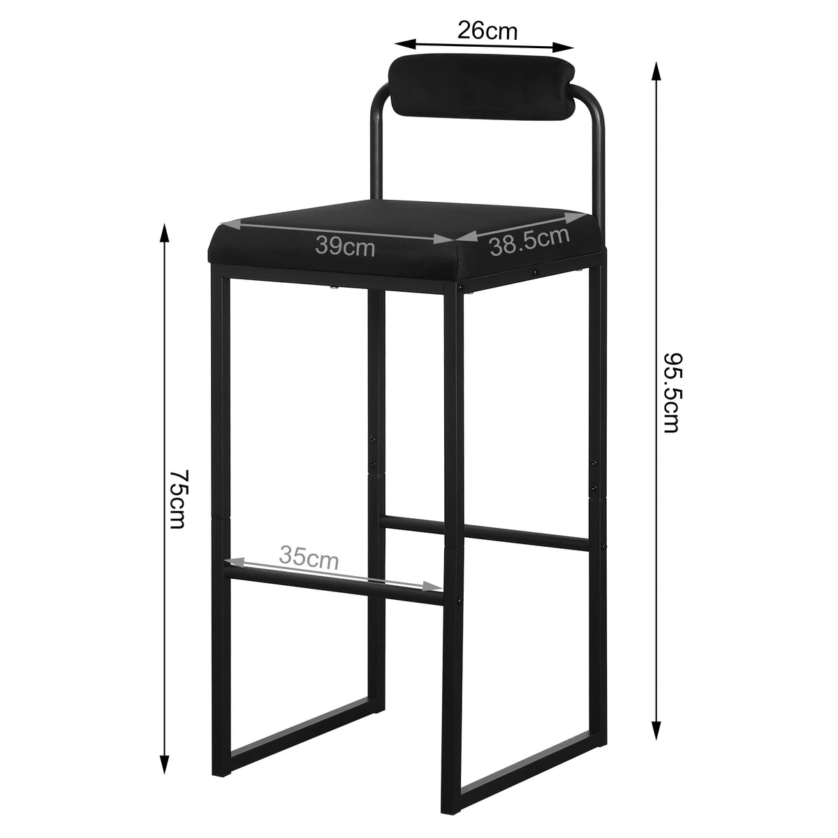 WOLTU 2PCS/SET High Kitchen Bar Stools with Backrest and Footrest Modern Design Ergonomic for Pub Cafe