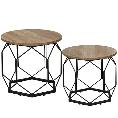 Set van twee ronde salontafels van BukkitBow met opbergruimte, diameters 50 en 40 cm, modern design voor woonkamers