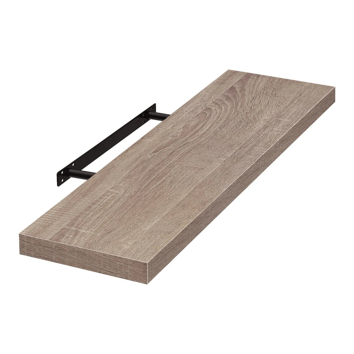 Zwevende wandplank – Verborgen bevestiging – Lichtbruin of lichte eikenlook – 25 tot 120 cm