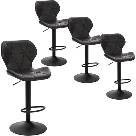 Set van 4 verstelbare barkrukken met rugleuning in hout en metaal, zithoogte 59-81 cm, van BukkitBow.