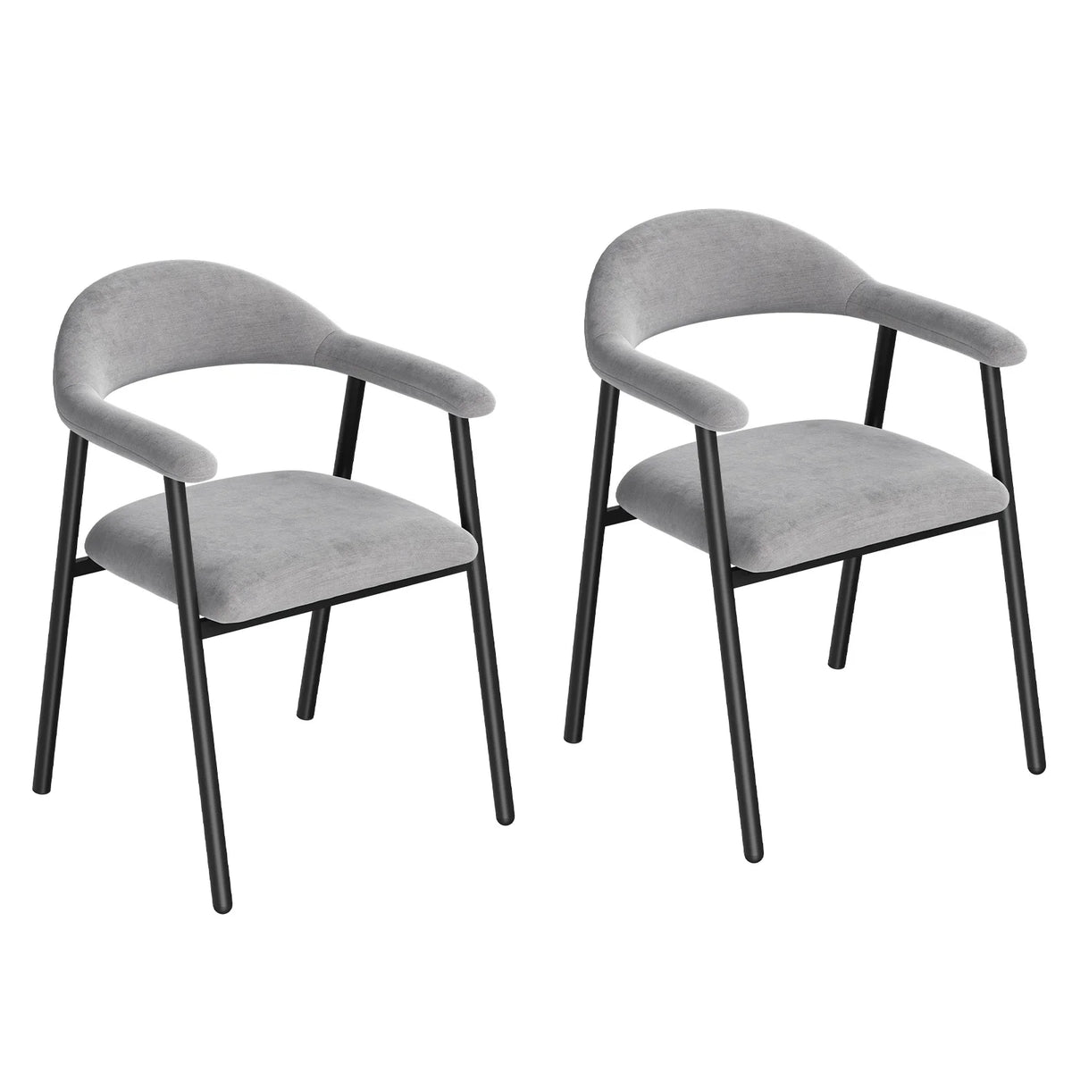 Eetkamerstoelen set van 2 – Chenille – Armleuningen – Open rug