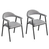 Eetkamerstoelen set van 2 – Chenille – Armleuningen – Open rug