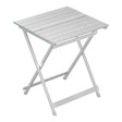 Inklapbare campingtafel van BukkitBow, aluminium, lichtgewicht (1,95 kg), afmetingen 50,5 x 47 x 59,5 cm, geschikt voor kampeeravonden.
