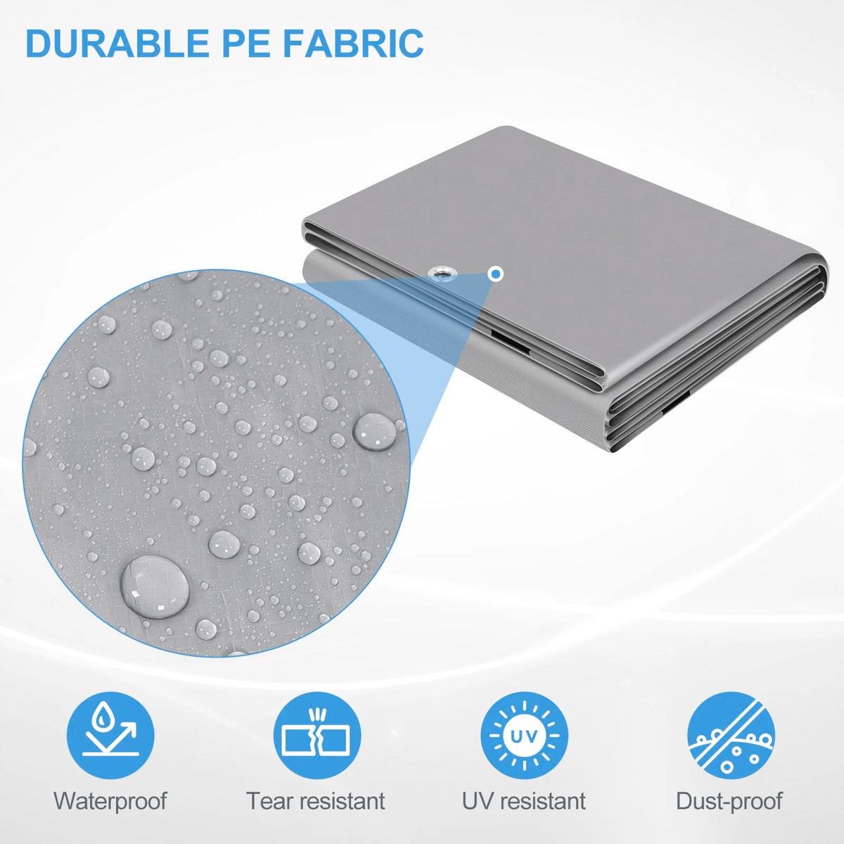 WOLTU Heavy-Duty Waterproof Tarpaulin UV/Weather-Resistant Cover with Metal Eyelets for Cars Pool Garden Wood Outdoor Rain Cover