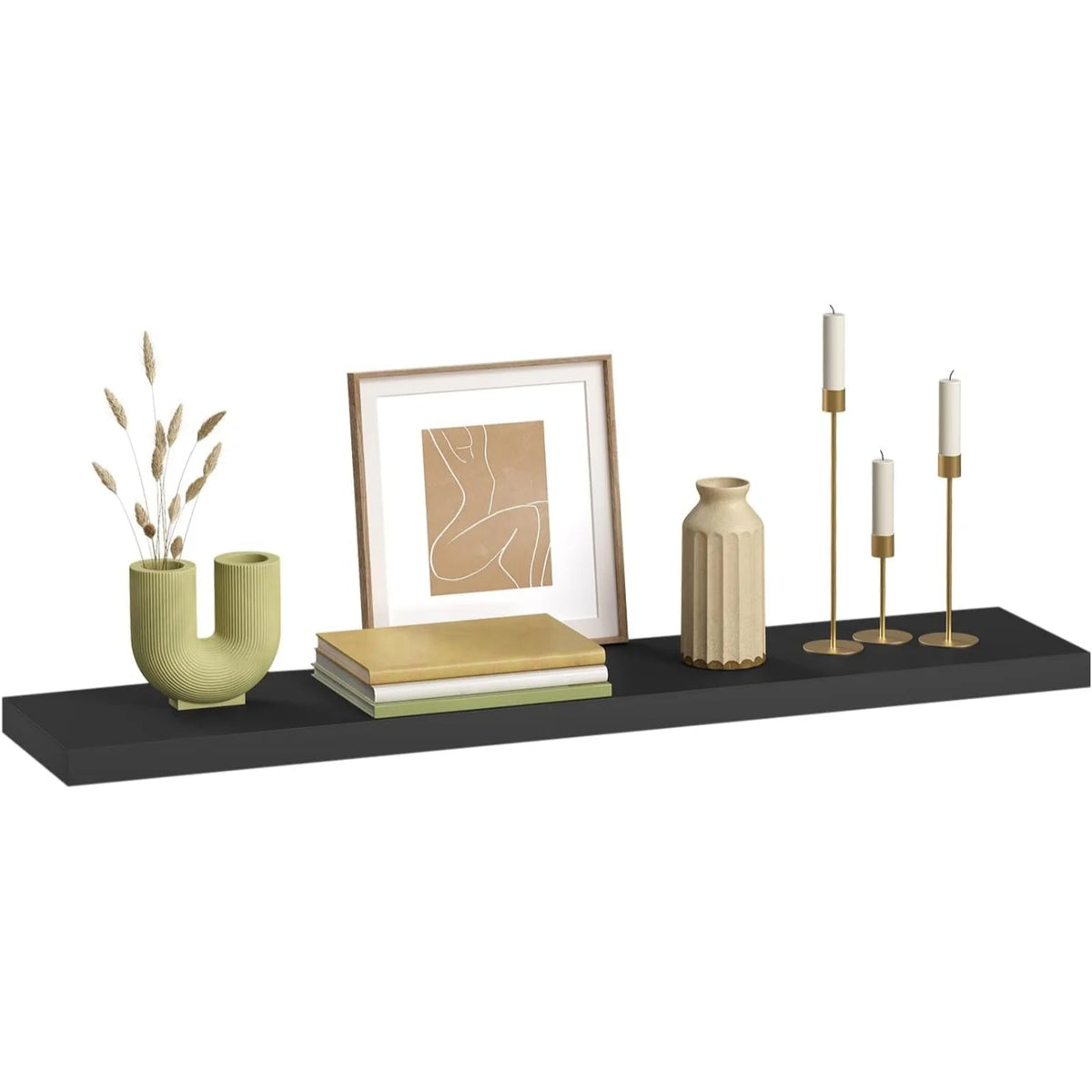 Floating Wall Shelf Wooden Hanging Shelf Decoration with Invisible Bracket Easy to Install Load 10 kg or Bedroom Living Room Office