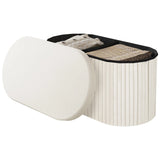 WOLTU Velvet Footstool Round Ottoman MDF Foldable Storage Stool with Creative Storage Box Removable Padded Lid for Living Room