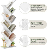 EUGAD Tree Bookcase Storage Shelf CD/DVD Shelf 40 X 20 X 127 cm with 9 Shelves Space-Saving for Study Living Room