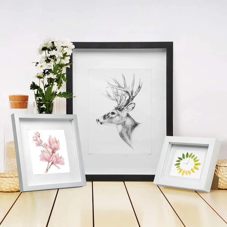Witte of zwarte 3D fotolijst van MDF met passe-partout, perfect voor het presenteren van foto’s in een elegante lijst.