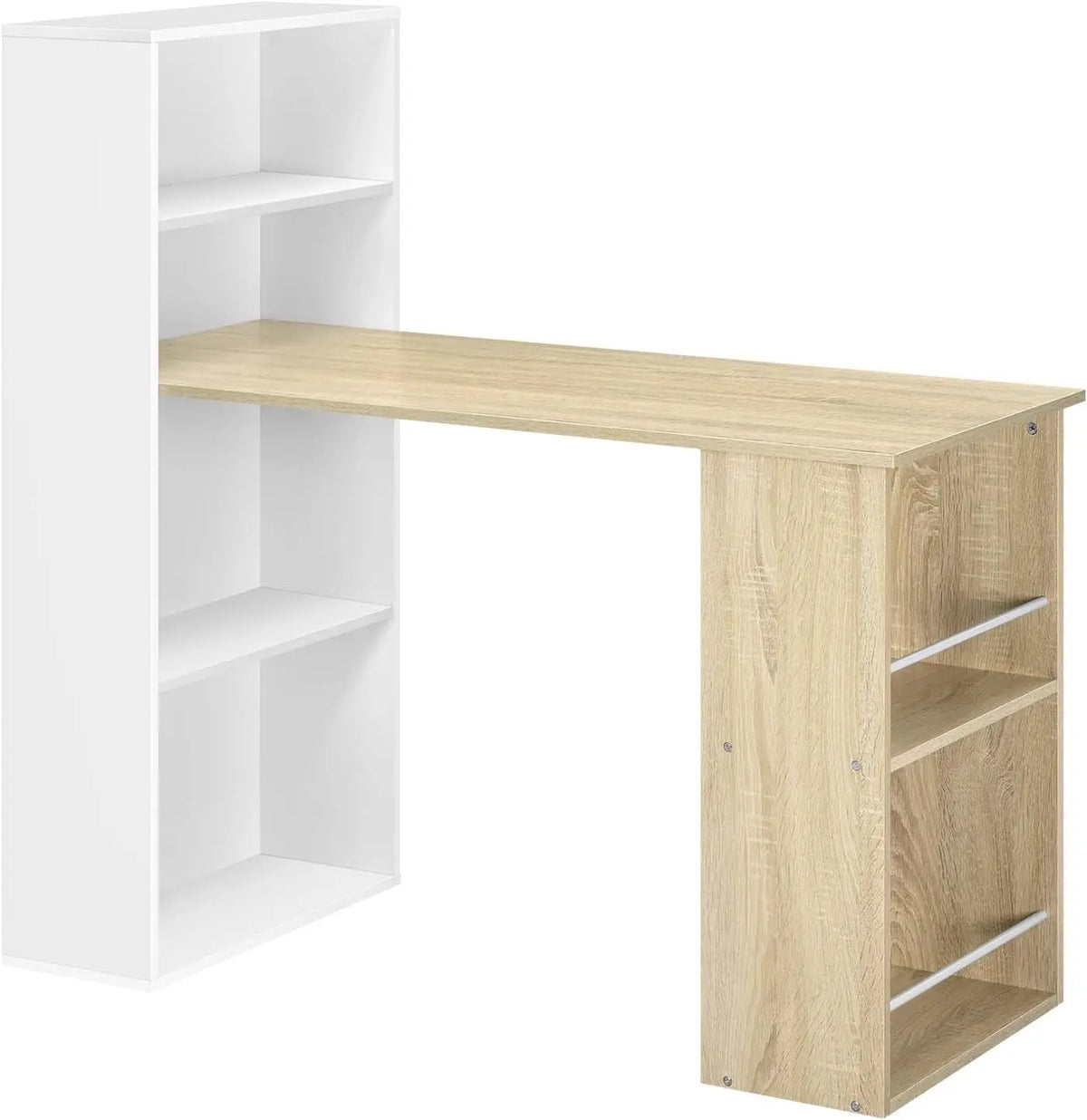 EUGAD 122x120x55cm Computer Office Desk Modern Corner Study Writing Work Table with Storage Shelves for Living Room Home Office