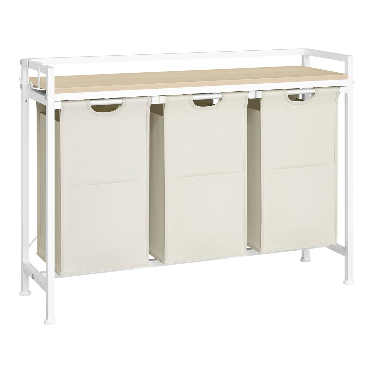 Wasmand met plank – 2 of 3 uitschuifbare waszakken – Wit of zwart