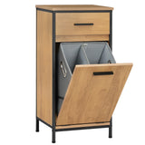 EUGAD Bathroom Cabinet 38x80x34cm Narrow Toilet Side Cabinet with 2 Drawers Foldable Laundry Bag Laundry Cupboard Bathroom Organizers