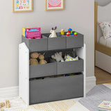 EUGAD 3 Tier Kids Room Storage Cabinet with 6 Removable Nonwoven Toy Boxes 63x30x60cm Nursery Shelf Toy Organiser for Daycare School