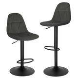 EUGAD 2PCS/SET 360° Swivel Bistro Stools High Chair Velvet Bar Stools with Backrest Height-Adjustable Counter Stools for Home Kitchen Bar