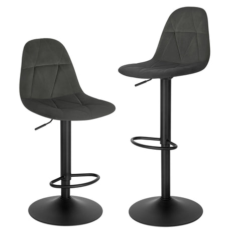 Set van 2 barkrukken van velvet met rugleuning, draaibaar, in hoogte verstelbaar van 60 tot 81 cm, door BukkitBow.
