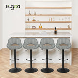 Eugad 2PCs/SET Height-Adjustable Faux Leather Bar Stools with Backrest 360° Rotatable Swivel Lifting Kitchen Bistro Stool Home Decor
