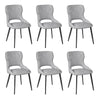 Eetkamerstoelen set van 6 – Chenille bekleding – Gebogen rugleuning – Metalen poten