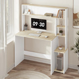 Computer Table with Storage Desk with 5 Shelves 113.5x45x139cm Study Gaming Table Scandinavian Desk for Office Living Room