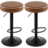 EUGAD 2PCS Swivel Kitchen Stools Round Bar Stools with Footrests Non-Slip Base Height Adjustable Counter Chair for Bistro Bar Kitchen