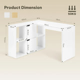 EUGAD L-Shape Computer Office Desk with Shelves Bookcase 118x100x75cm Corner Work Study Writing Table