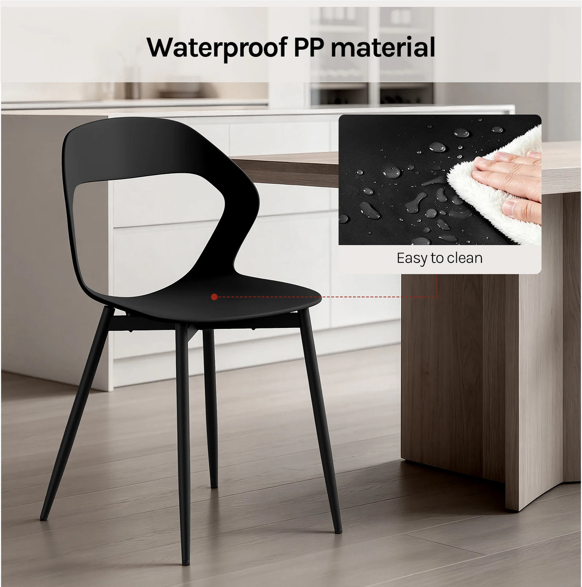 WOLTU 4PCS/Set Dining Chairs Modern Kitchen Chairs with PP Seat and Metal Legs Ergonomic Cut-Out Back Design for Dining Room Living Room