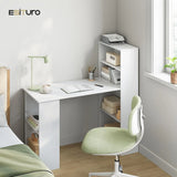 EUGAD 122x120x55cm Computer Office Desk Modern Corner Study Writing Work Table with Storage Shelves for Living Room Home Office