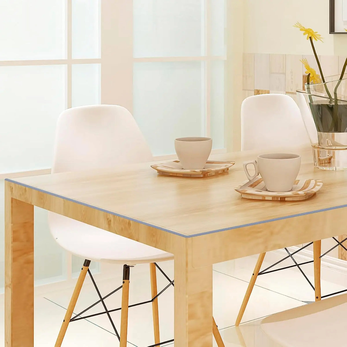 Table Cover Transparent PVC Tablecloth Table Protector Rectangular Protective Film Waterproof Heat Resistant Washable