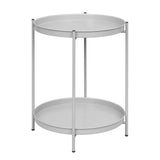 WOLTU Round Coffee Table Metal Side Table with Storage Space 2 Removable Trays Bedside Table for Living Room Bedroom Decor