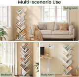 EUGAD Tree Bookcase Storage Shelf CD/DVD Shelf 40 X 20 X 127 cm with 9 Shelves Space-Saving for Study Living Room