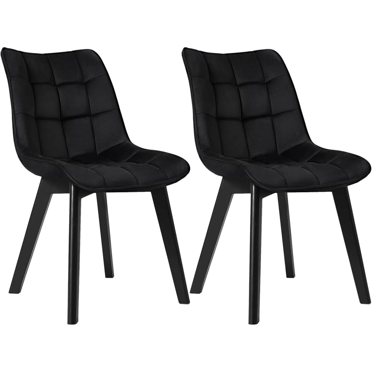 EUGAD 2PCS/SET Soft Velvet Dining Chairs with Backrest and Wooden Legs Upholstered Kitchen Chairs for Restaurant Living Room Bedroom Home