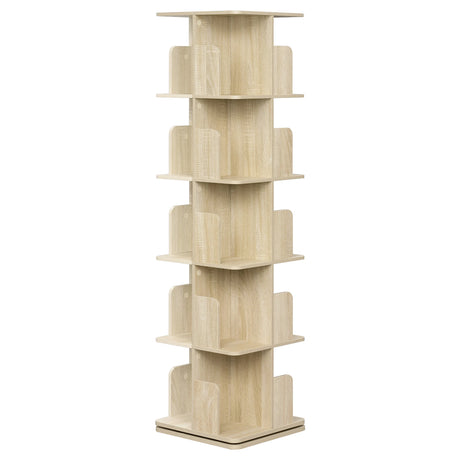 Draaibare boekenkast van BukkitBow, 5 niveaus met 20 open vakken, afmetingen 40x40x155 cm, in neutrale kleur
